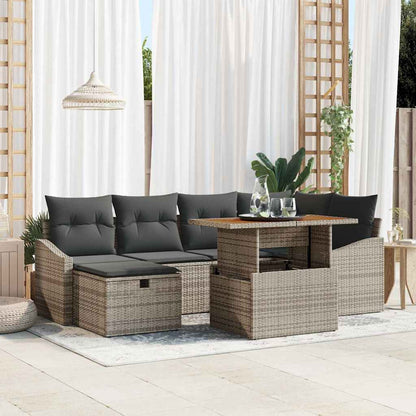 Garten-Sofa-Set 7 pcs Grau Poly-Rattan