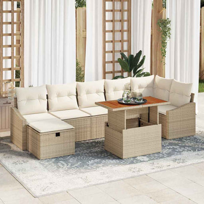 Garten-Sofa-Set 8 pcs Beige Poly-Rattan