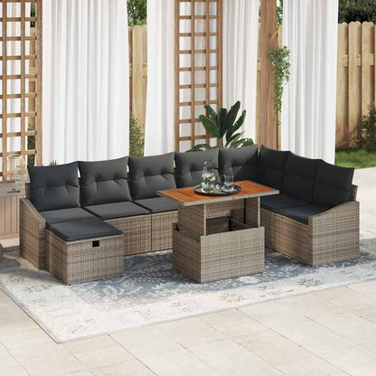 Garten-Sofa-Set 9 pcs Grau Poly-Rattan