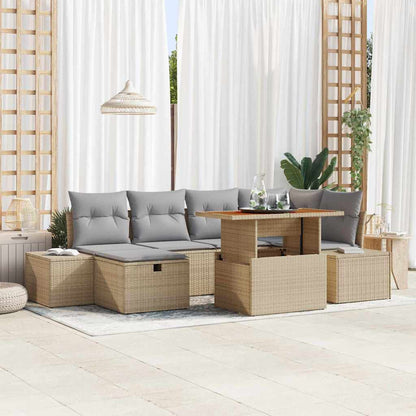 Garten-Sofa-Set 7 pcs Beige Poly-Rattan