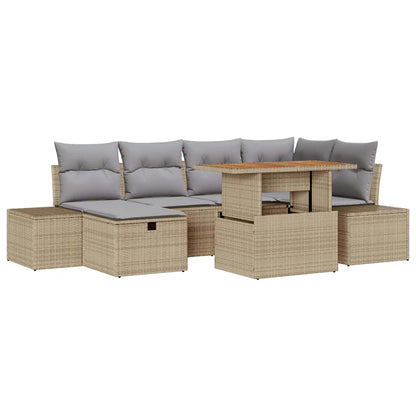 Garten-Sofa-Set 7 pcs Beige Poly-Rattan