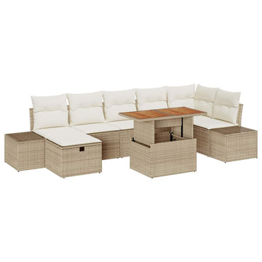 vidaXL Ensemble de canapés de jardin 8 pcs Beige Résine tressée