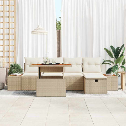 vidaXL Garten-Sofa-Set 6 pcs Beige Poly-Rattan