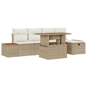 vidaXL Garten-Sofa-Set 6 pcs Beige Poly-Rattan
