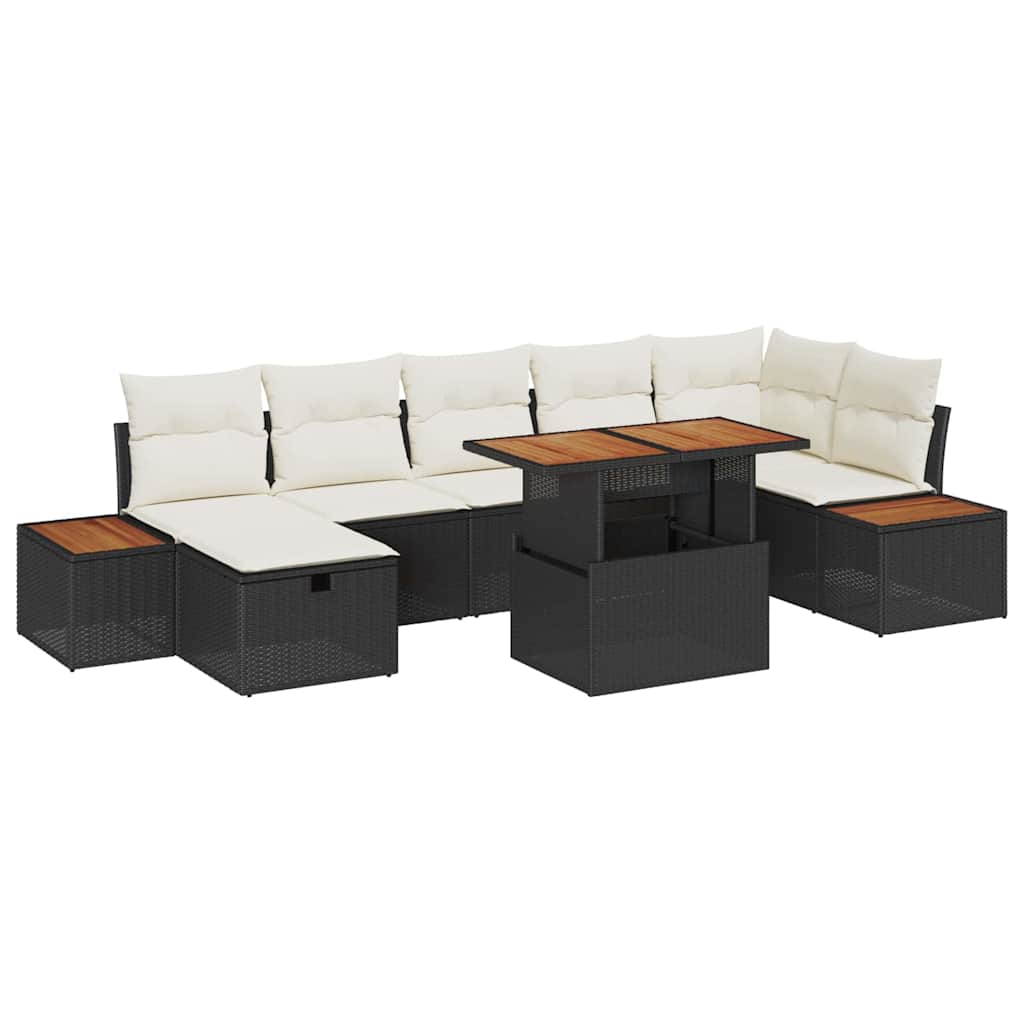 Garten-Sofa-Set 8 pcs Schwarz Poly-Rattan