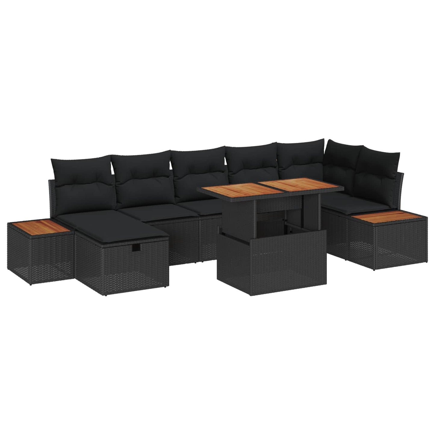 Garten-Sofa-Set 8 pcs Schwarz Poly-Rattan