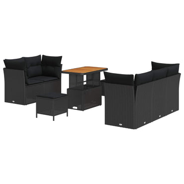 vidaXL Salon de jardin avec coussins 8 pcs Noir Résine tressée