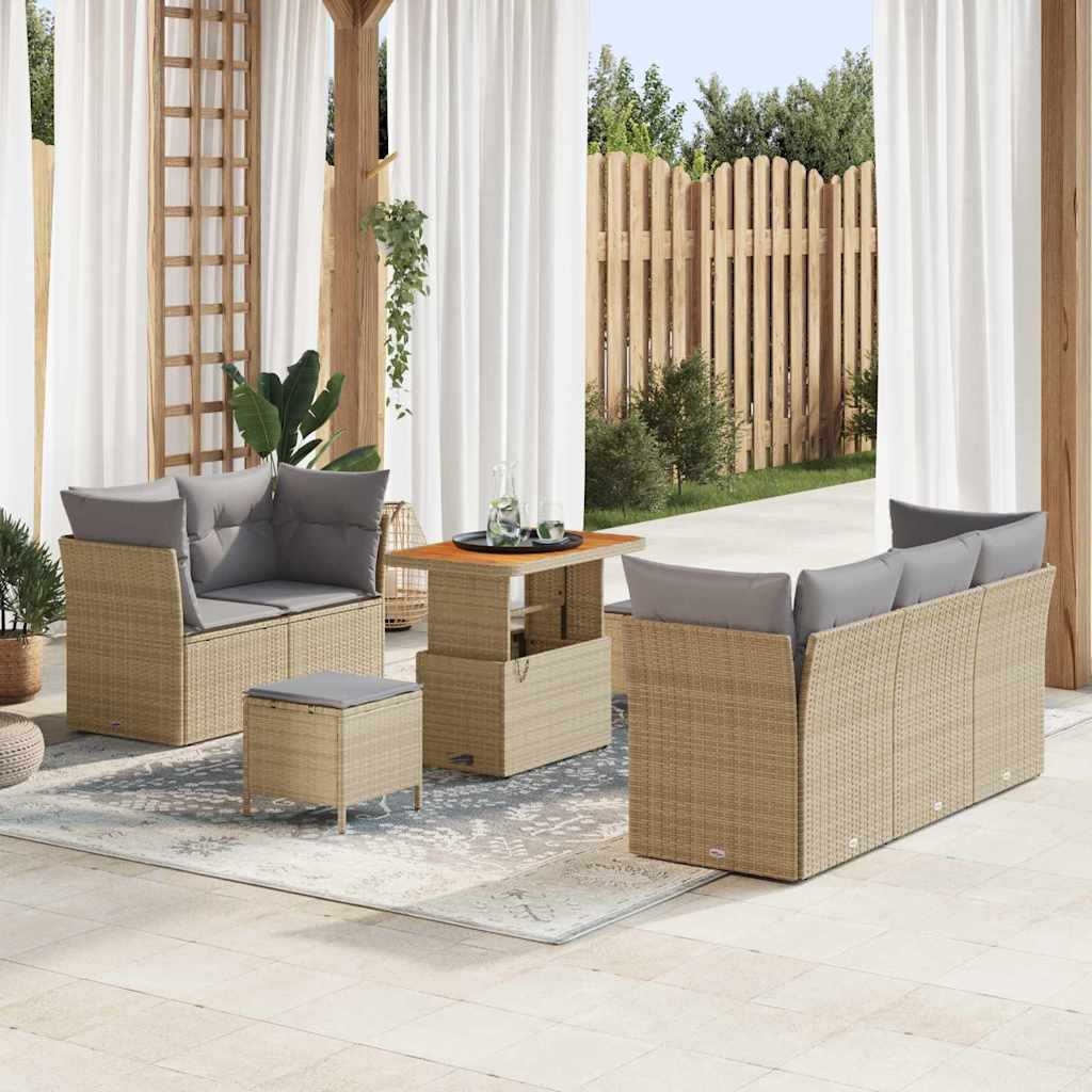 vidaXL Salon de jardin 8 pcs Beige Résine tressée