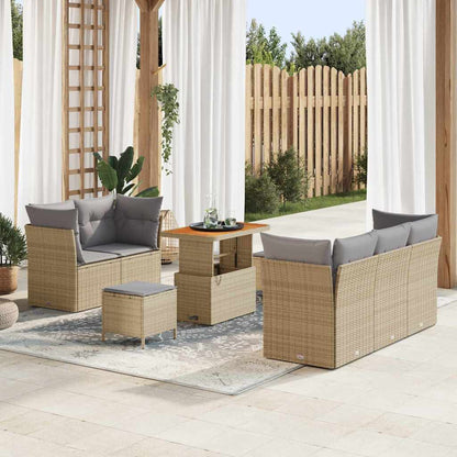 vidaXL Salon de jardin 8 pcs Beige Résine tressée