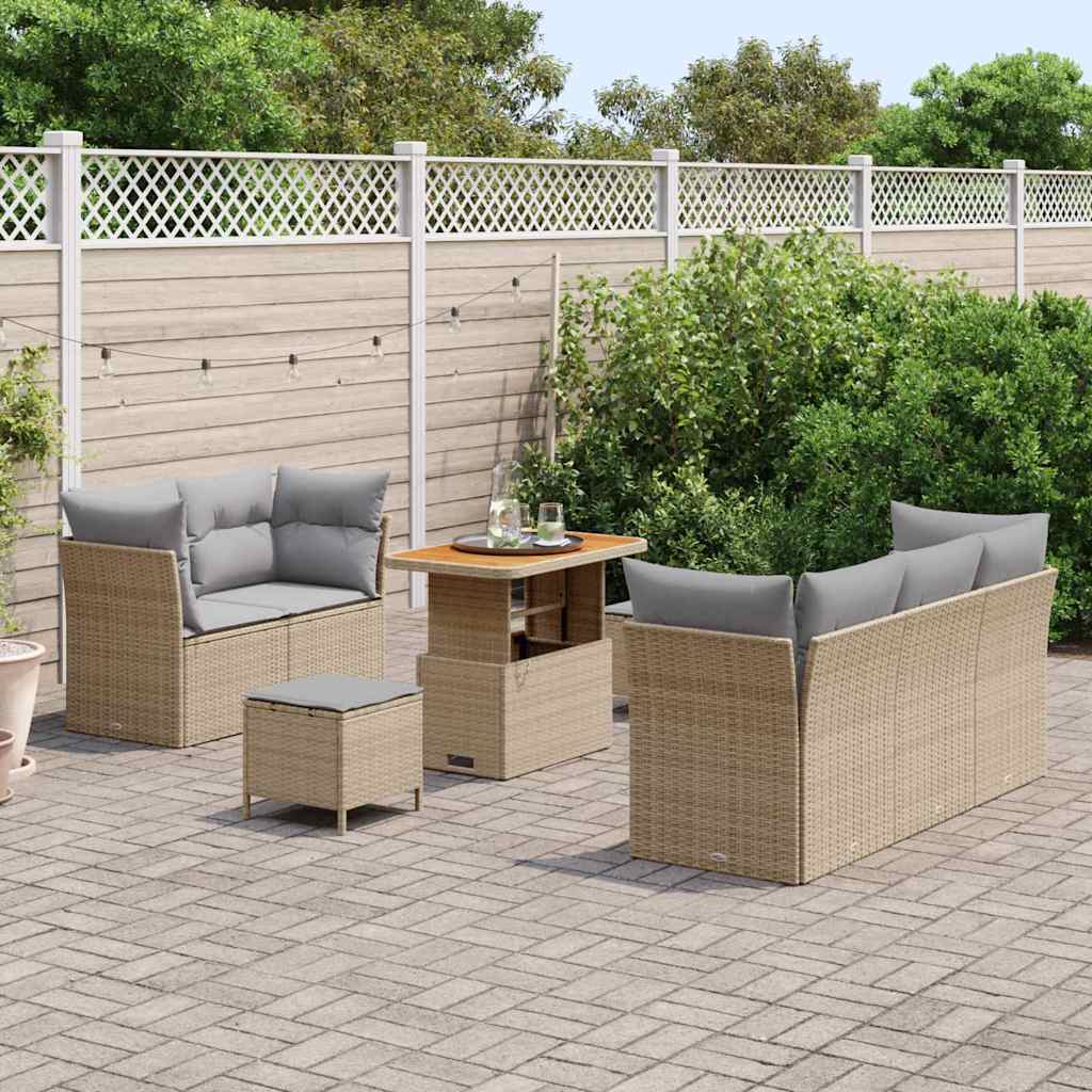 vidaXL Salon de jardin 8 pcs Beige Résine tressée
