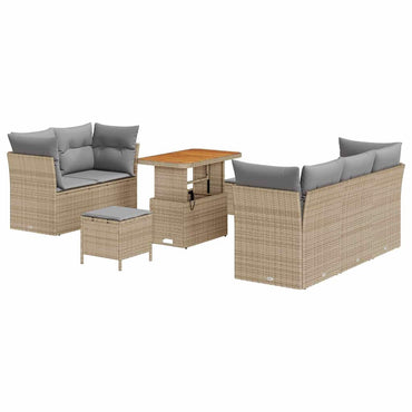 vidaXL Salon de jardin 8 pcs Beige Résine tressée