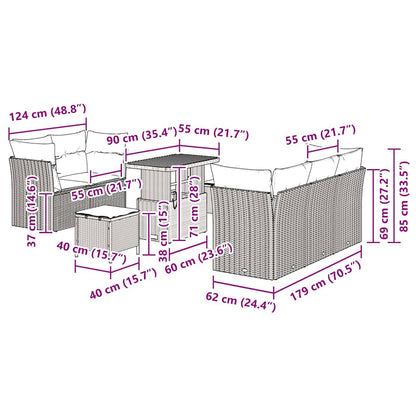 vidaXL Salon de jardin 8 pcs Beige Résine tressée