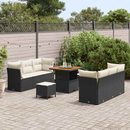 vidaXL Gartensofa-set mit Kissen 9 pcs Schwarz Poly-Rattan