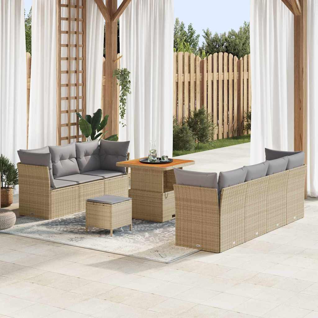 Gartensofa-set 10 pcs Beige Poly-Rattan
