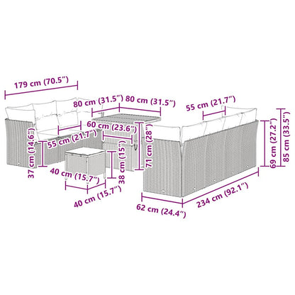 Gartensofa-set 10 pcs Beige Poly-Rattan