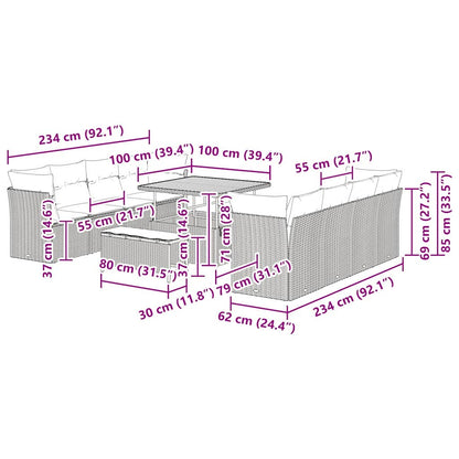 vidaXL Salon de jardin 11 pcs Beige Résine tressée