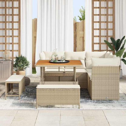 vidaXL Salon de jardin 8 pcs Beige Résine tressée