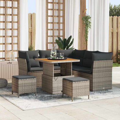 Gartensofa-set 8 pcs Grau Poly-Rattan