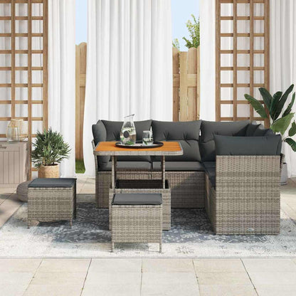 Gartensofa-set 8 pcs Grau Poly-Rattan
