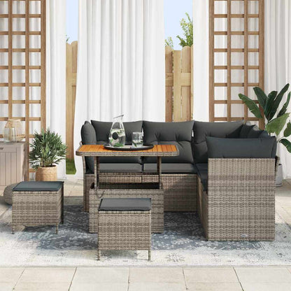 Gartensofa-set 8 pcs Grau Poly-Rattan