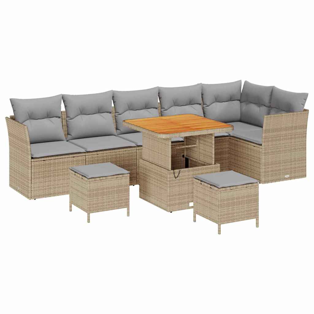 Gartensofa-set 9 pcs Beige Poly-Rattan