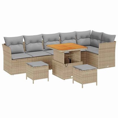 Gartensofa-set 9 pcs Beige Poly-Rattan