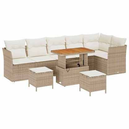 Gartensofa-set 9 pcs Beige Poly-Rattan