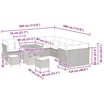 Gartensofa-set 13 pcs Beige Poly-Rattan