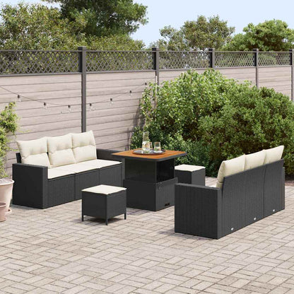Garten-Sofa-Set 9 pcs Schwarz Poly-Rattan