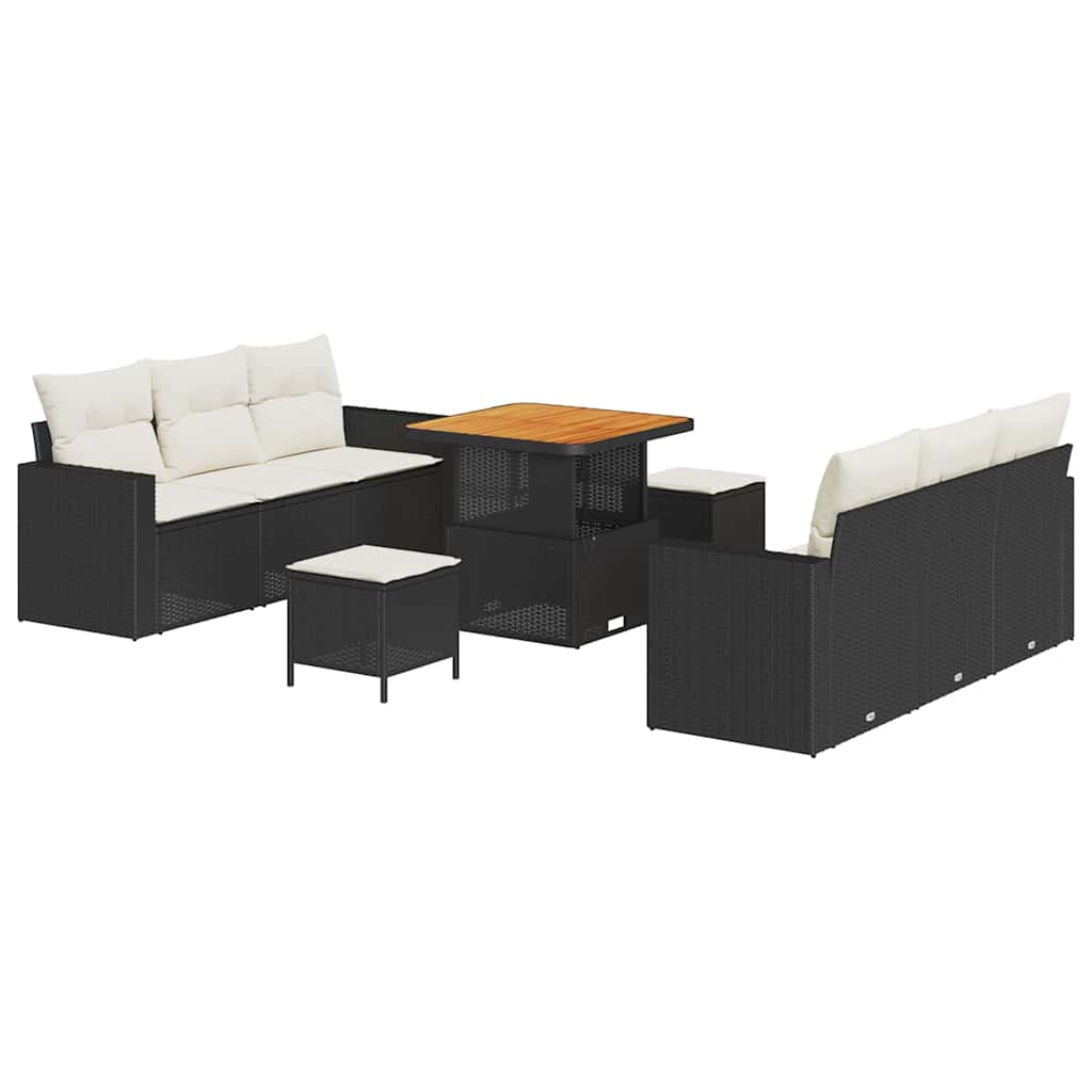 Garten-Sofa-Set 9 pcs Schwarz Poly-Rattan