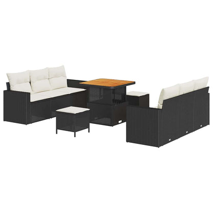 Garten-Sofa-Set 9 pcs Schwarz Poly-Rattan