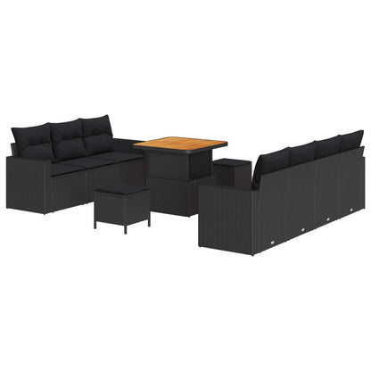 Garten-Sofa-Set 10 pcs Schwarz Poly-Rattan