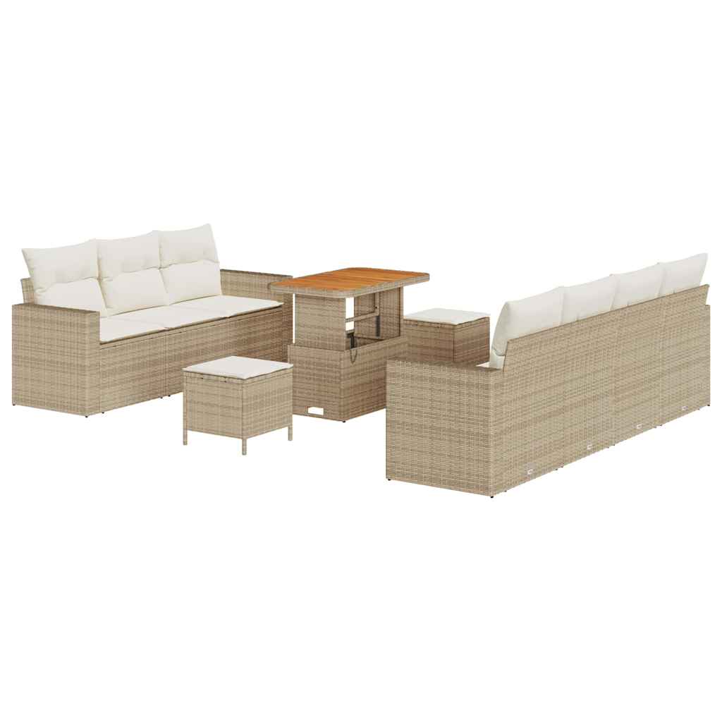vidaXL Garten-Sofa-Set 10 pcs Beige Poly-Rattan