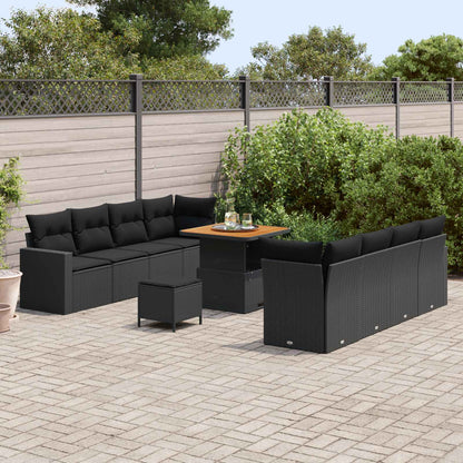 Gartensofa-set 11 pcs Schwarz Poly-Rattan