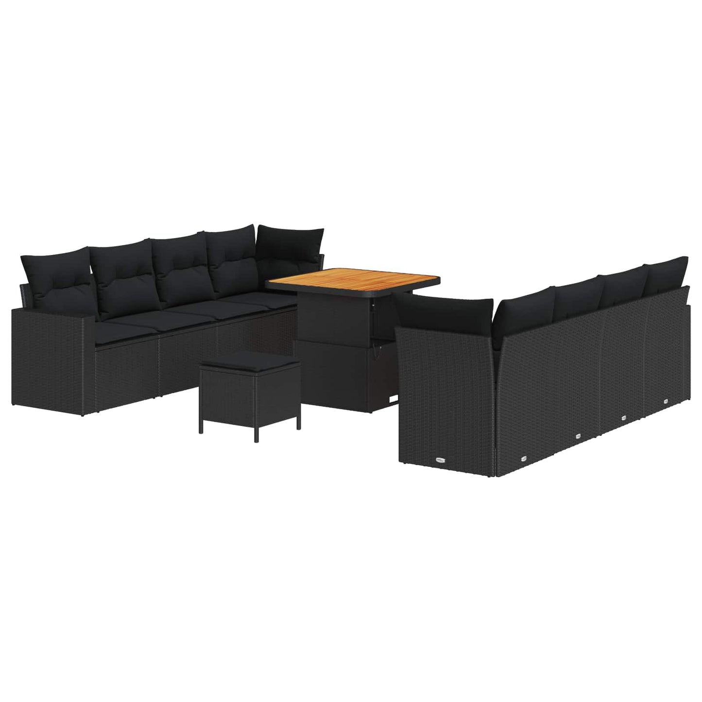 Gartensofa-set 11 pcs Schwarz Poly-Rattan