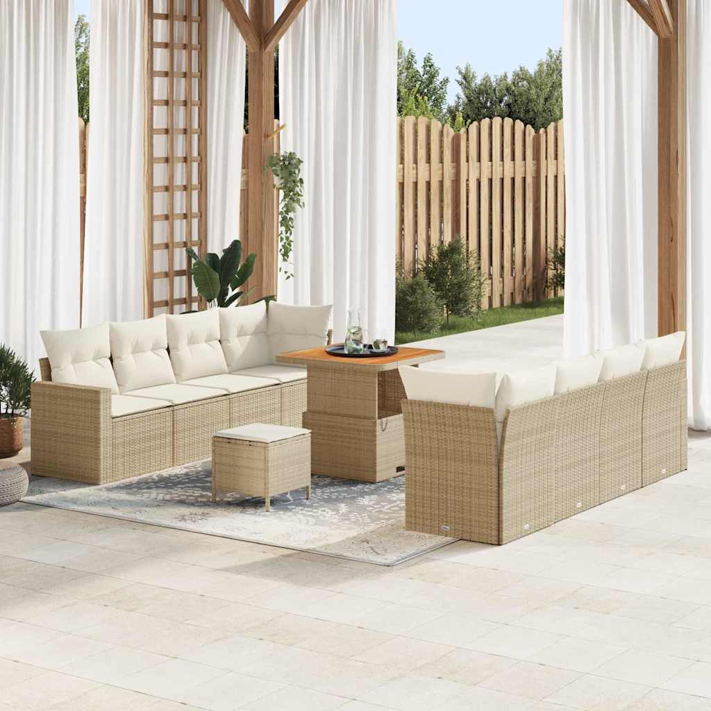 Gartensofa-set 11 pcs Beige Poly-Rattan
