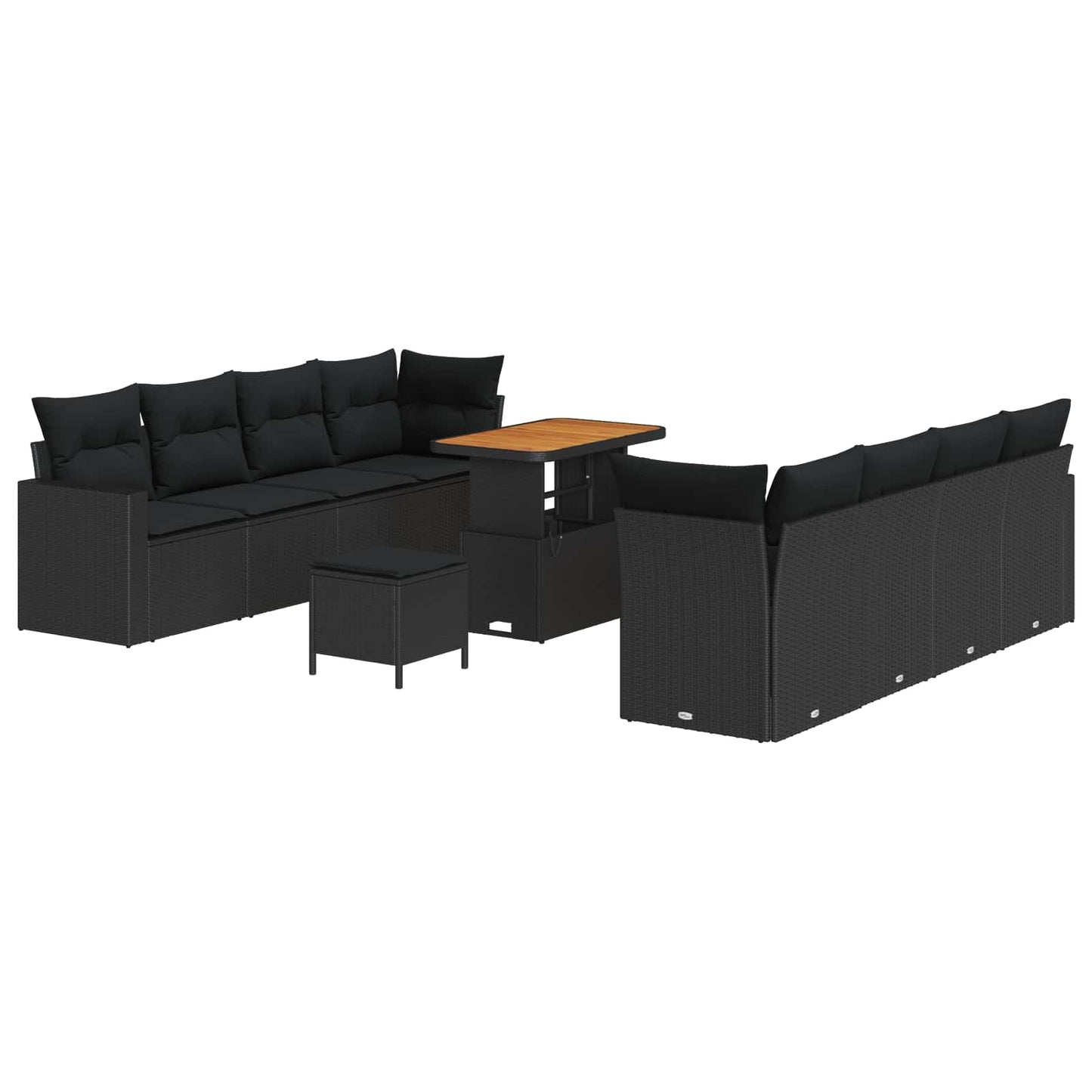 Gartensofa-set 11 pcs Schwarz Poly-Rattan