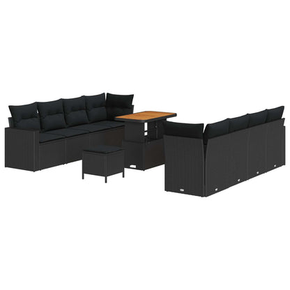 Gartensofa-set 11 pcs Schwarz Poly-Rattan