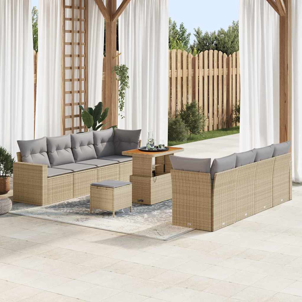 Gartensofa-set 11 pcs Beige Poly-Rattan