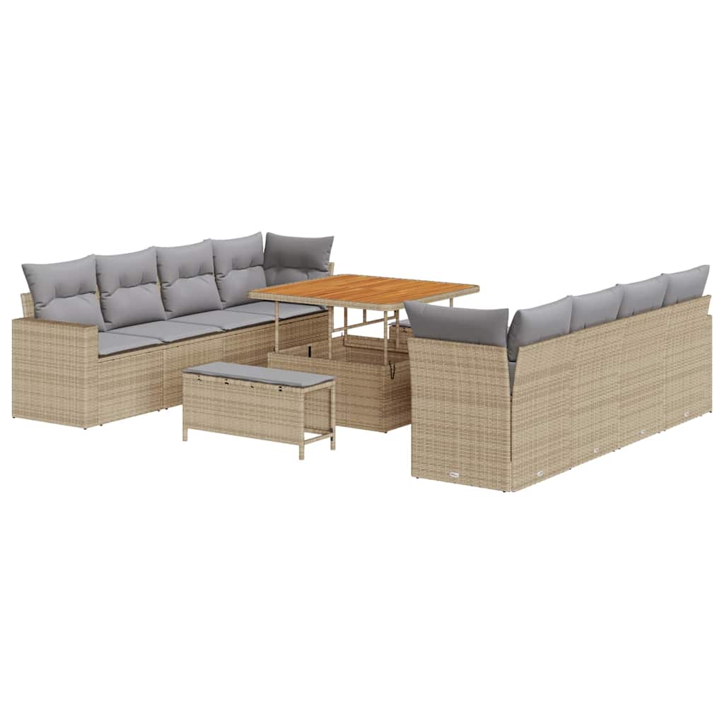 Gartensofa-set 11 pcs Beige Poly-Rattan