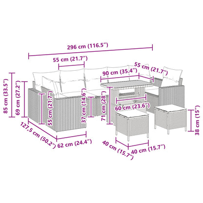 Gartensofa-set 10 pcs Schwarz Poly-Rattan