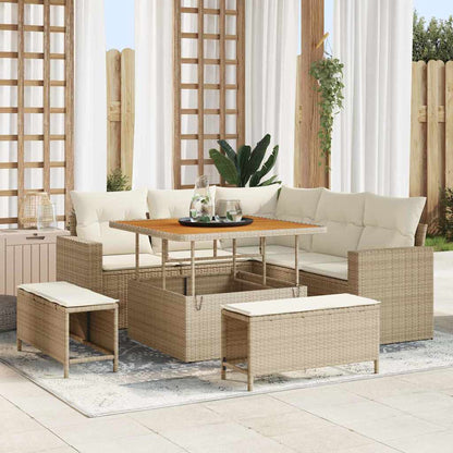 vidaXL Salon de jardin 8 pcs Beige Résine tressée