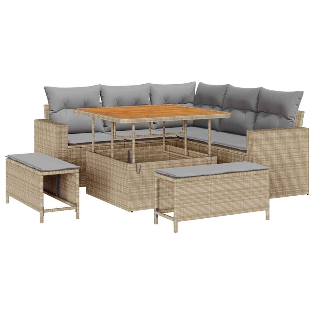 Gartensofa-set 8 pcs Beige Poly-Rattan