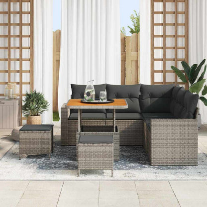 Gartensofa-set 8 pcs Grau Poly-Rattan