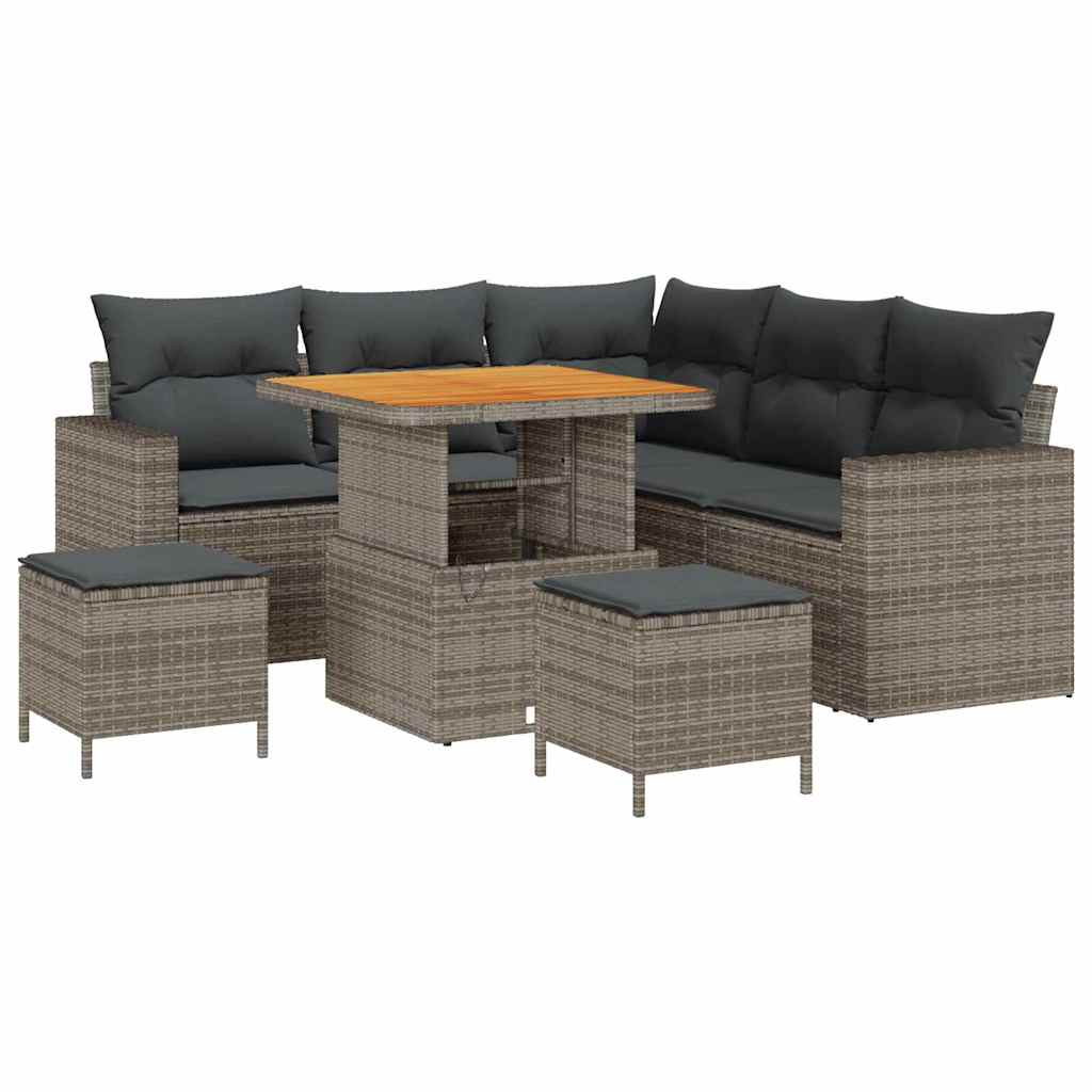 Gartensofa-set 8 pcs Grau Poly-Rattan