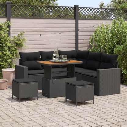 Gartensofa-set 8 pcs Schwarz Poly-Rattan