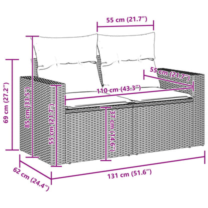 Gartensofa-set 8 pcs Schwarz Poly-Rattan