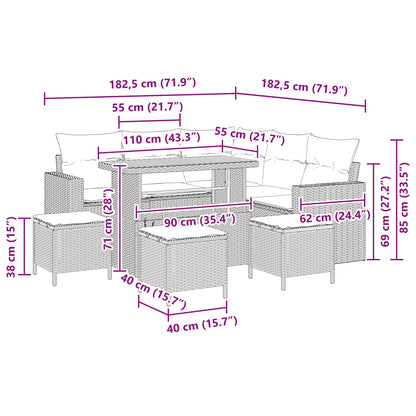 Gartensofa-set 9 pcs Schwarz Poly-Rattan