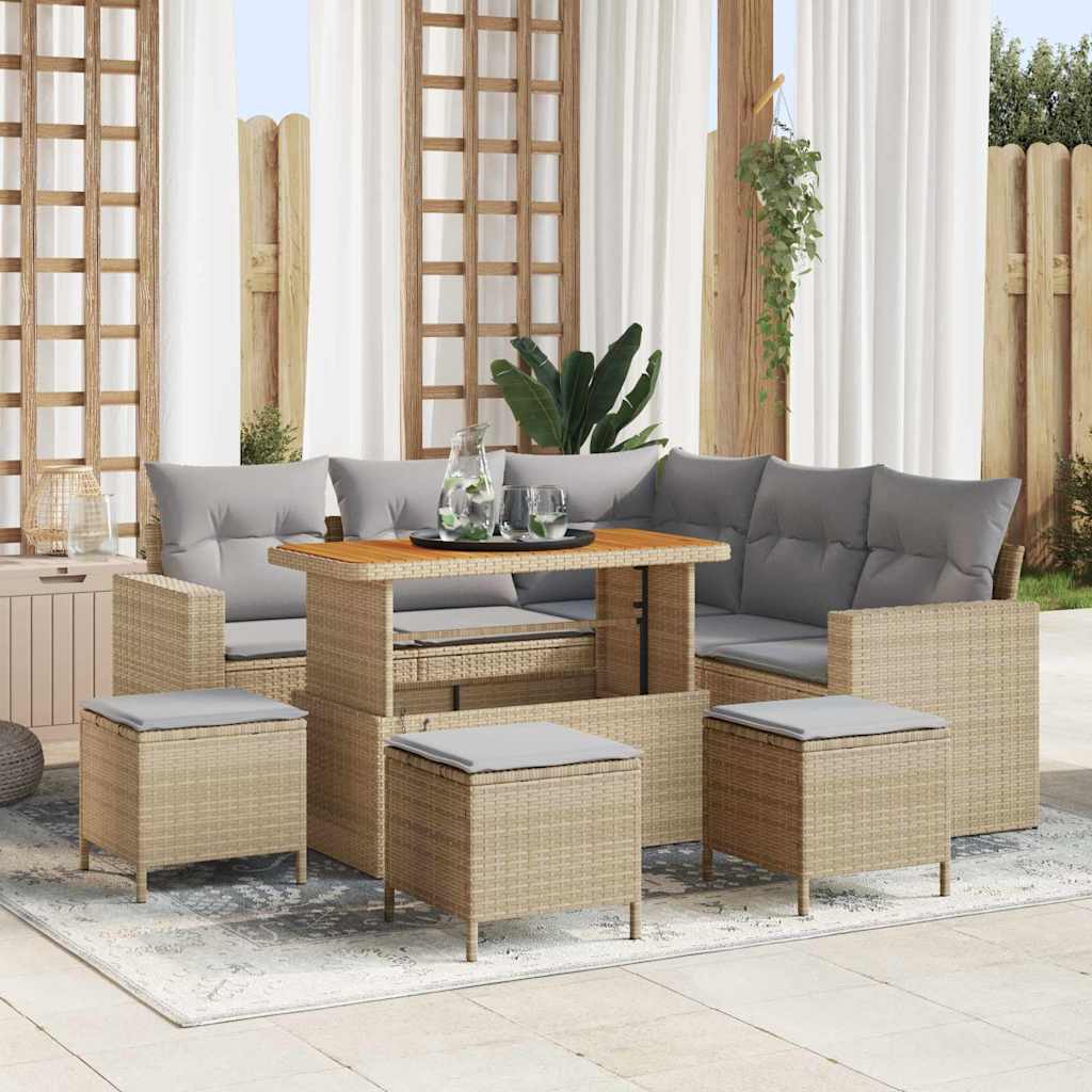 Gartensofa-set 9 pcs Beige Poly-Rattan