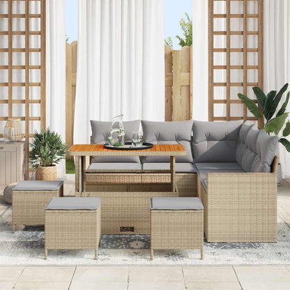 Gartensofa-set 9 pcs Beige Poly-Rattan